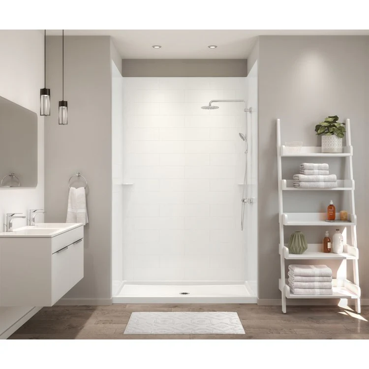 Shower Wall Kit Modern Subway Tile Glue Up 36 x 62 x 84 Inch White Swanstone - Frankwebs