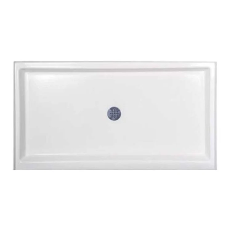 Shower Base Rectangular with Tiered Lip Biscuit 60 x 34 Inch Acrylic Standard Polished Chrome Drain Included - Frankwebs