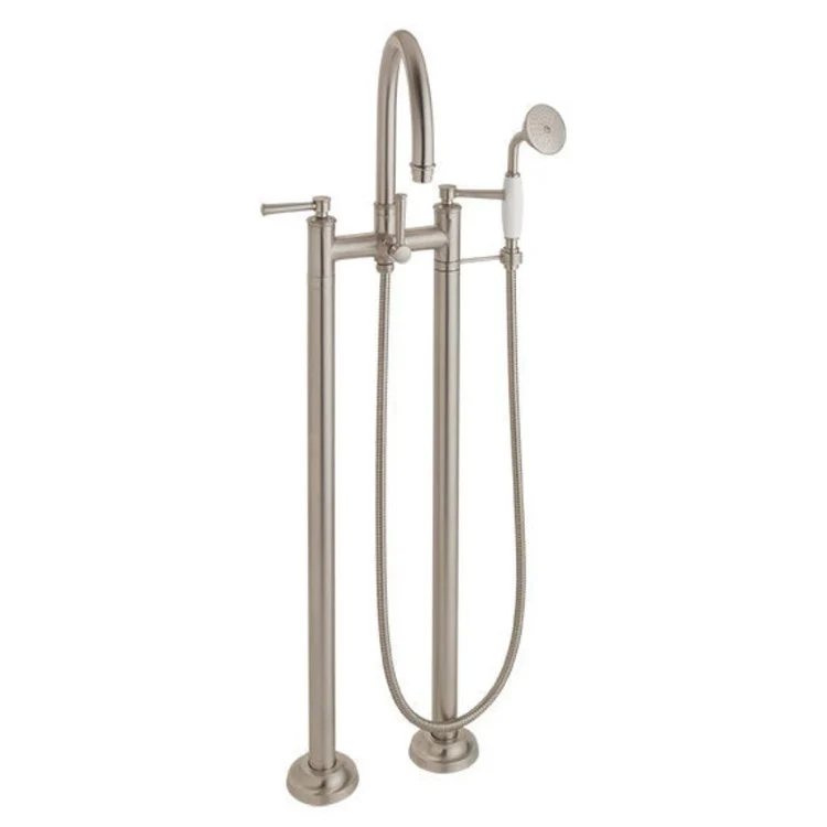 Tub Filler Palomar Traditional Floor Mount with Handshower 7 Inch Spread 3 Series 48 Cross Satin Nickel 2 Hole - Frankwebs