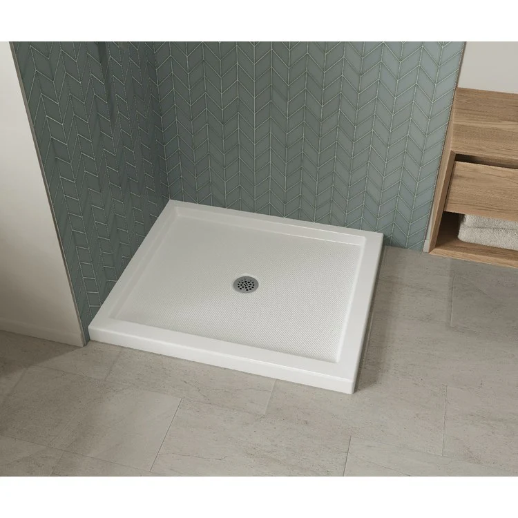 Shower Base B3 Corner Left Stabili-T Round Drain White 48 x 34 Inch Acrylic - Frankwebs