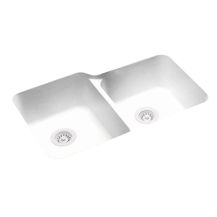 Kitchen Sink 30 x 15 x 8 Inch Double Bowl Tahiti White - Frankwebs