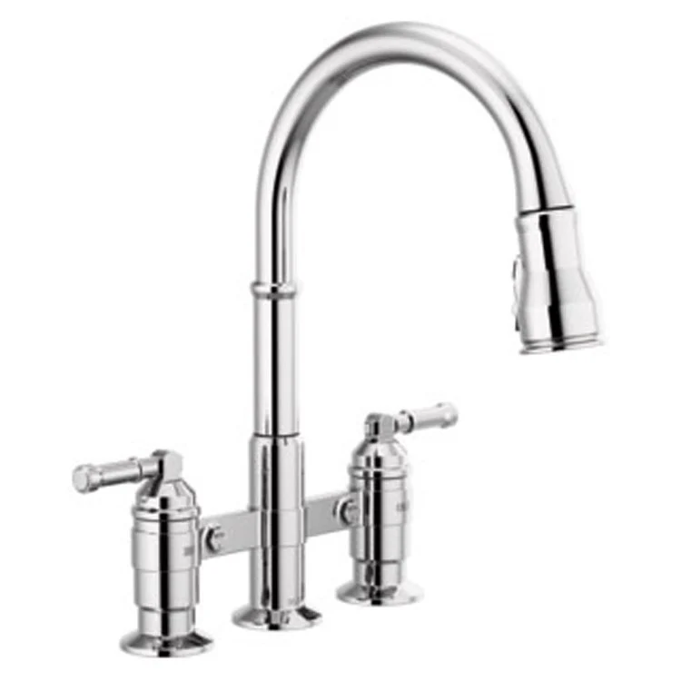 Kitchen Faucet Broderick Bridge 8 Inch Spread 2 Lever ADA Arctic Stainless Pull Down 1.8 Gallons per Minute - Frankwebs