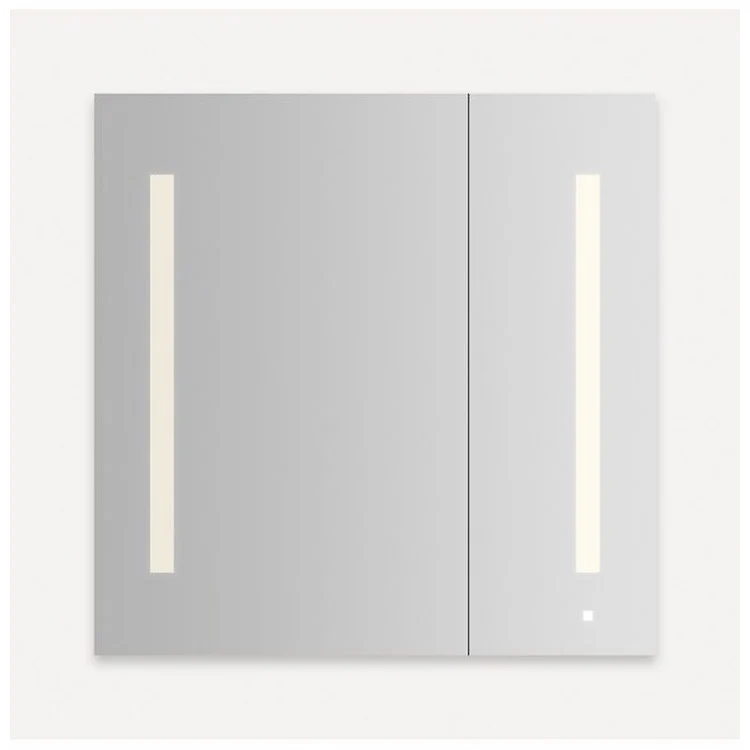 Medicine Cabinet AiO 30W x 30H x 4D Inch 2 Doors Mirror Flat Top Aluminum Yes Left Hand Side Recessed/Surface Warm White LUM Lighting Audio 2700 Kelvin - Frankwebs