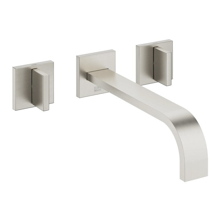 Lavatory Faucet MEM Wall Mount Mixer 2 Lever ADA WaterSense Brushed Platinum 1.2 Gallons per Minute Less Drain 3 Hole - Frankwebs