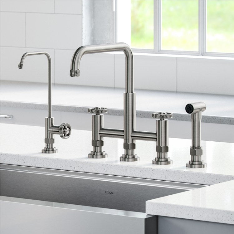 Urbix Industrial Bridge Kitchen Faucet and Water Filter Faucet Combo - Frankwebs