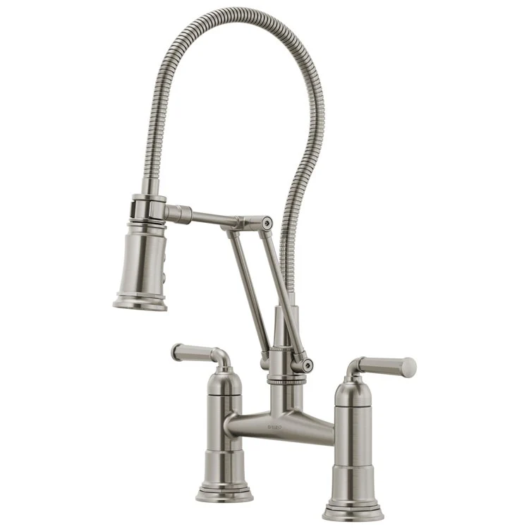 Kitchen Faucet Rook Bridge with Finished Semi-Flexible Hose 8 Inch Spread 2 Lever ADA Brilliance Luxe Gold 1.8 Gallons per Minute - Frankwebs