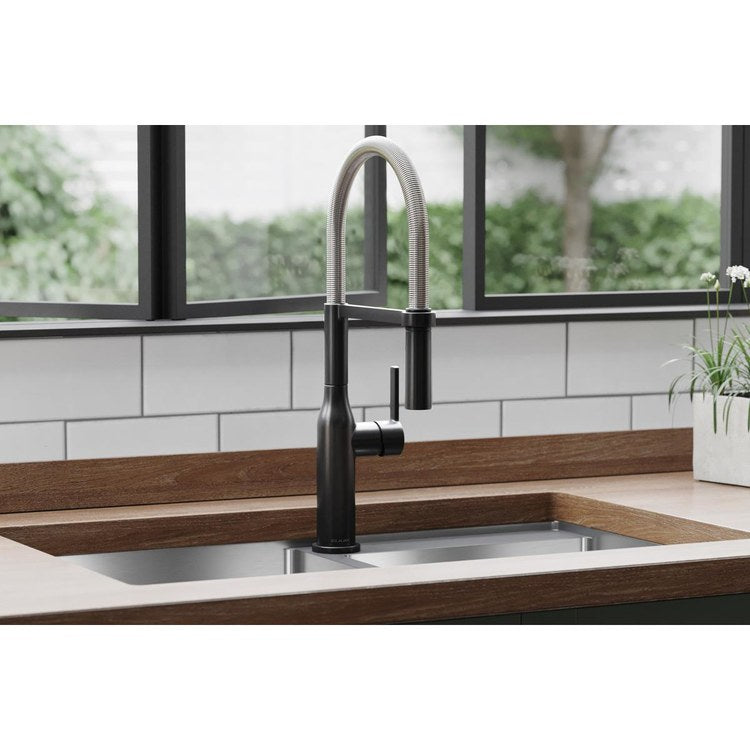 Kitchen Faucet Avado Deck Mount 1 Forward Only Lever ADA Black Stainless/Chrome Semi-Pro 1 Hole Spout Height 20-1/16 Inch - Frankwebs