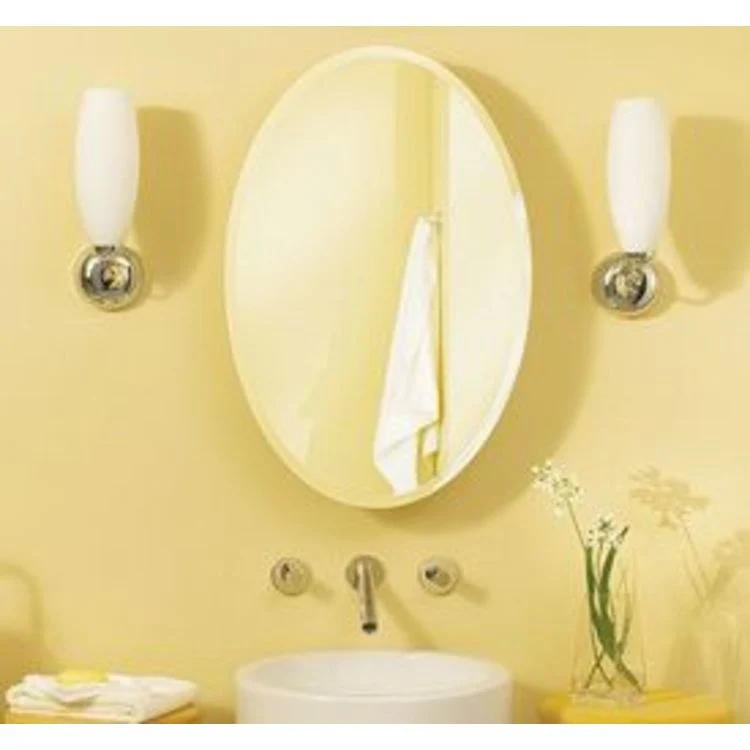 Medicine Cabinet SVD 24W x 36H x 5D Inch 1 Doors Mirror White Oval Beveled - Frankwebs