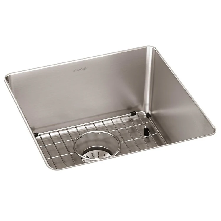 Sink Kit Lustertone Iconix Perfect Drain 18.5 x 18.5 Inch Single Bowl Luminous Satin One EBG1414 Bottom Grid One LKPD1 Perfect Drain and Strainer - Frankwebs