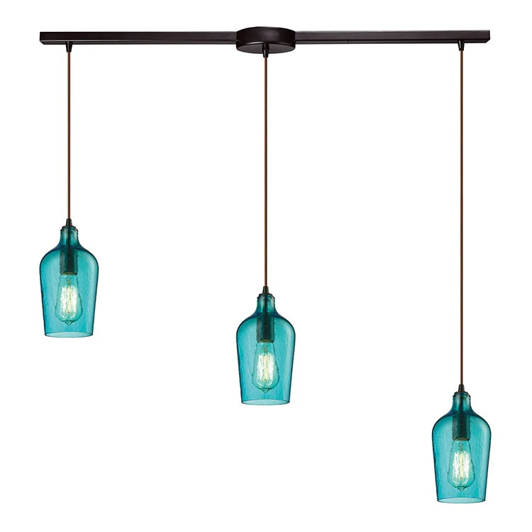 Hammered Glass Three-Light Linear Pendant - Frankwebs