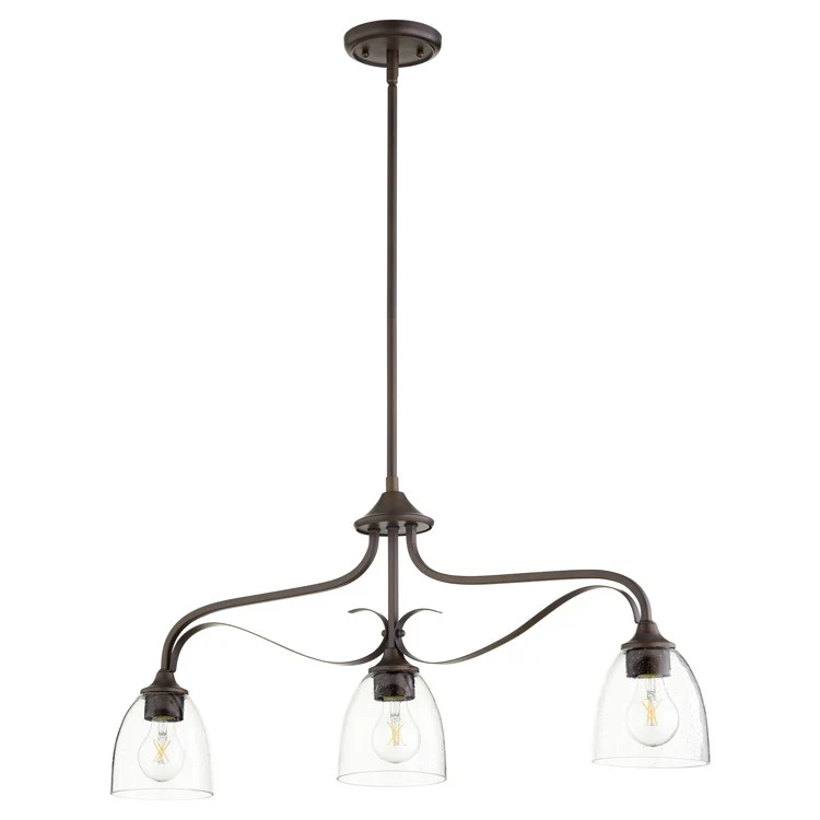 Jardin Three-Light Linear Pendant with Clear Seeded Glass Shades - Frankwebs