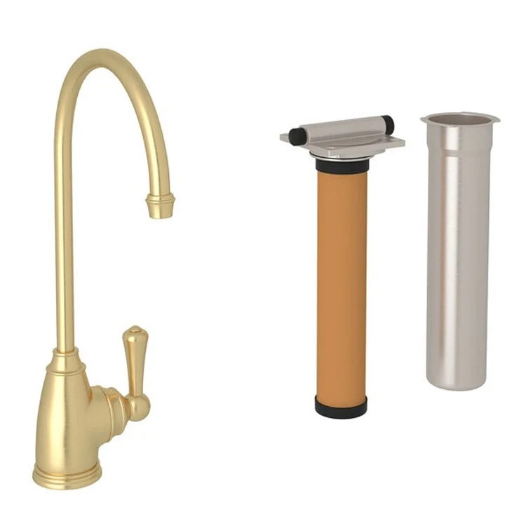 Filter Faucet Georgian Era with Filtration Kit 1 Lever Satin English Gold C-Spout 0.5 Gallon per Minute - Frankwebs
