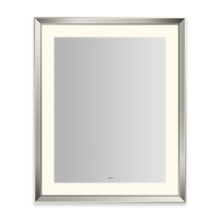 Wall Mirror Sculpt 27W x 33H Inch Polished Nickel Chamfer Museum Frame Lighted Title 24 Rectangular Polished - Frankwebs
