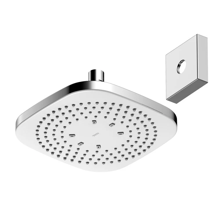 Showerhead G 1 Function Square with Matching Escutcheon Polished Chrome 8-1/2 Inch 1.75 Gallons per Minute WaterSense Balanced Comfort Wave Technology Rubber Nozzles - Frankwebs