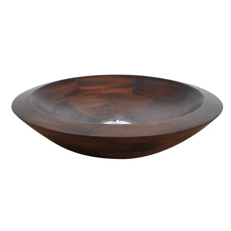 Vessel Lutari Above Counter Round 15-3/4 Inch Teak Natural Wood - Frankwebs