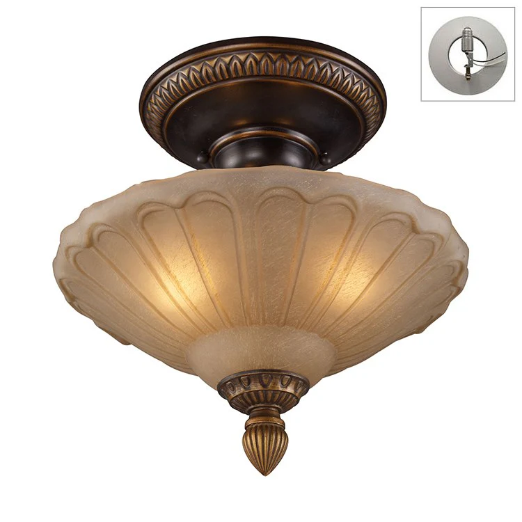 Restoration Three-Light Semi-Flush Mount Ceiling Fixture with Recessed Light Kit - Frankwebs