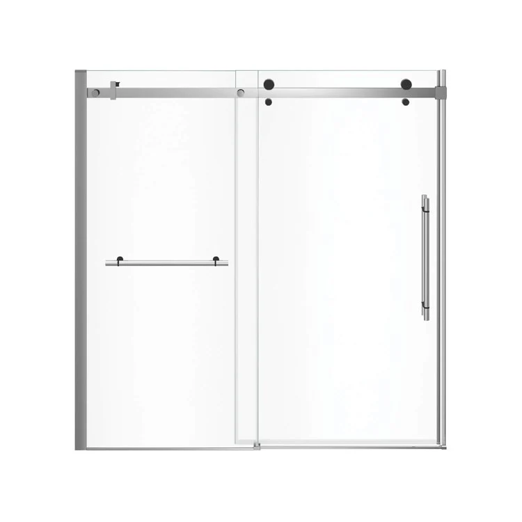 Tub and Shower Door Vela Sliding 59 x 59 Inch Brushed Nickel Clear 5/16 Inch 22-1/2 to 24-1/2 Inch - Frankwebs