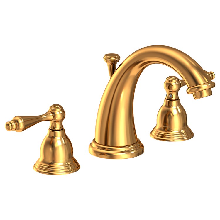 Seaport Two Handle Widespread Bathroom Faucet with Lever Handles with Drain - Polished Brass Uncoated - Frankwebs