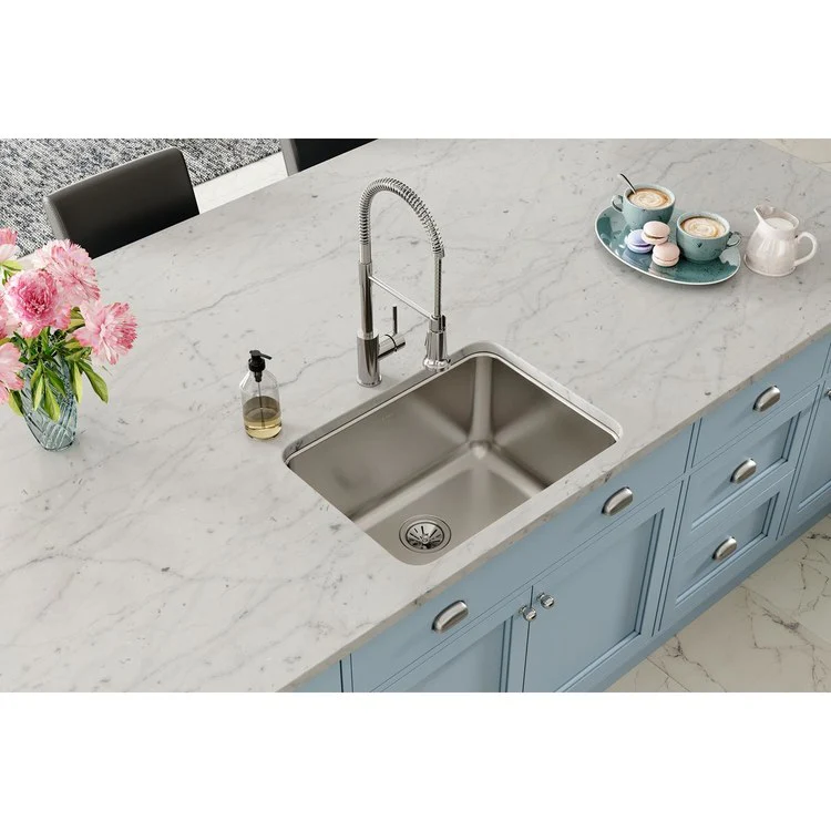 Kitchen Sink Lustertone Classic 25.5 x 19.25 Inch Single Bowl Lustrous Satin Undermount Drain Location Rear Center - Frankwebs