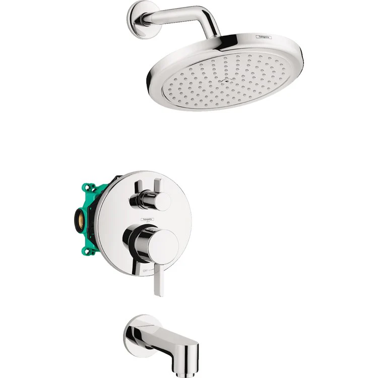 Tub and Shower System Croma 2 Lever Chrome 6-1/4 Inch RainAir 2.2 Gallon per Minute Includes Showerhead Shower Arm Pressure Balance Trim Tub Spout and Rough - Frankwebs