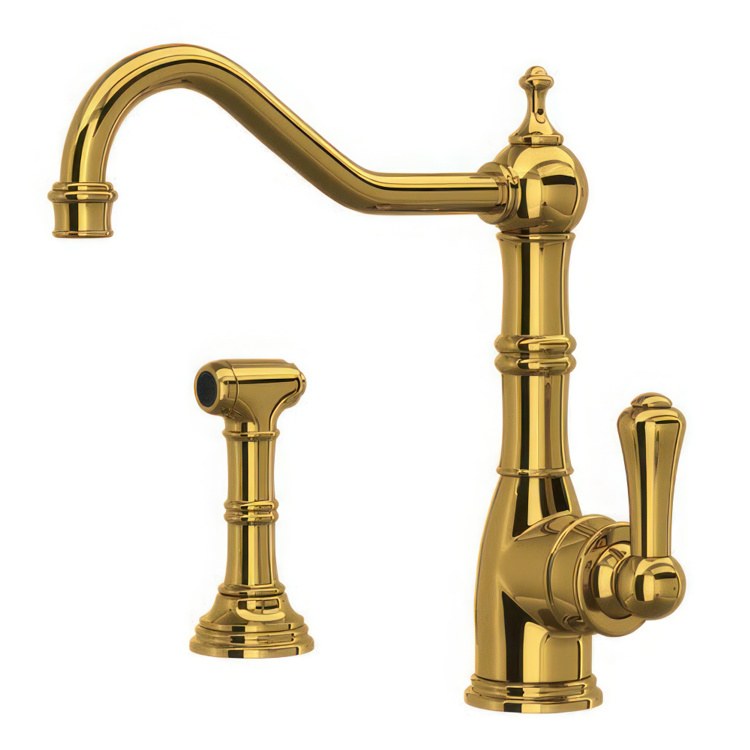 Kitchen Faucet Edwardian 1 Lever English Gold Swivel Spout 1.8 Gallons per Minute - Frankwebs