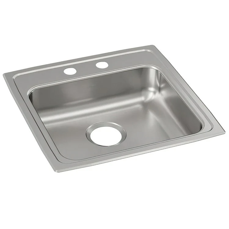 Kitchen Sink Lustertone Classic 19.5 x 19 Inch Single Bowl 2 Hole ADA Lustrous Satin Drop-In Rectangle Drain Location Rear Center Depth 5 Inch Bottom Only Pads - Frankwebs