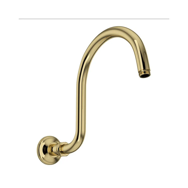 Shower Arm Hook Unlacquered Brass 13 Inch 1/2 Inch Male Inlet 1/2 Inch Male Outlet Brass Wall Mount - Frankwebs