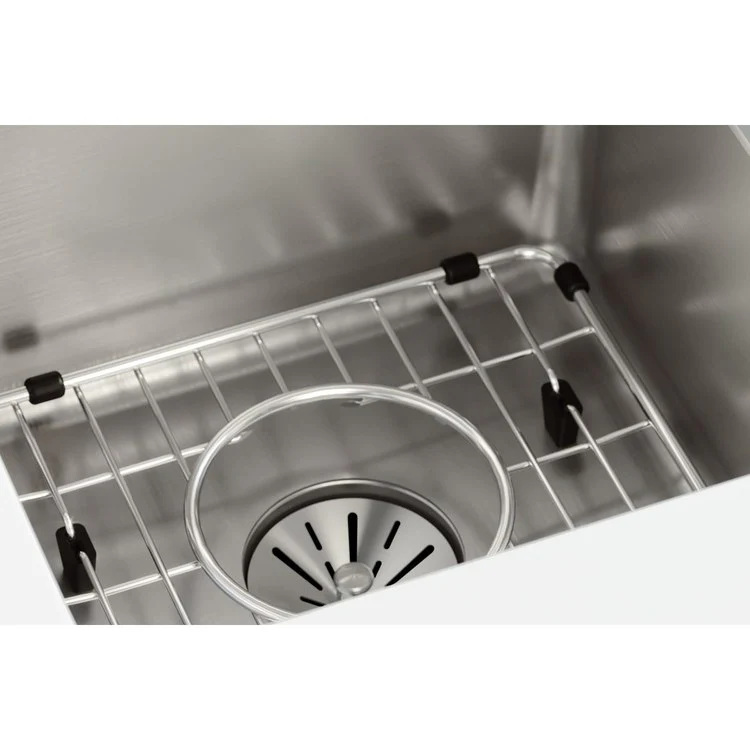 Sink Kit Lustertone Iconix Perfect Drain 14.5 x 14.5 Inch Single Bowl Luminous Satin One EBG1010 Bottom Grid One LKPD1 Perfect Drain and Strainer - Frankwebs