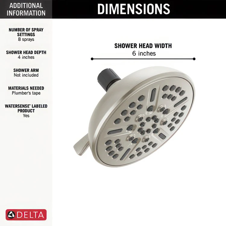 Showerhead Universal Showering Components 8 Function Satin Nickel 1.75 Gallons Per Minute - Frankwebs