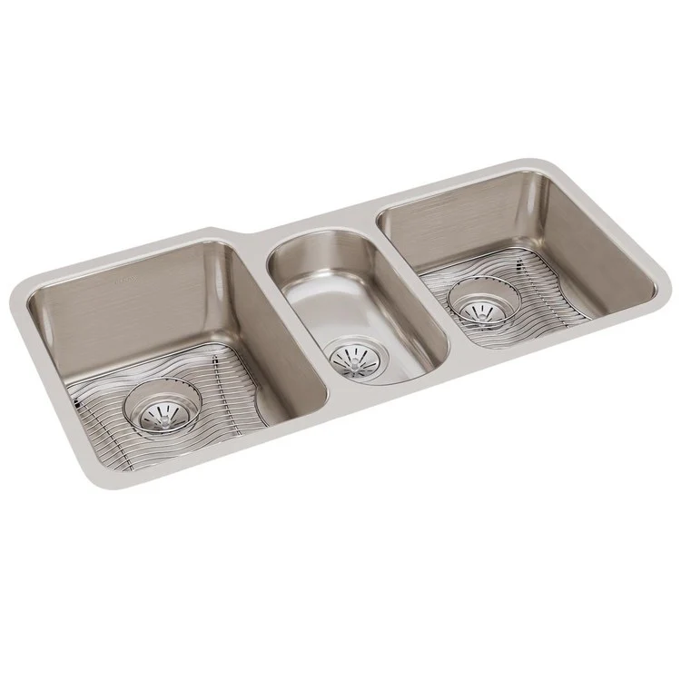 Kitchen Sink Lustertone Classic 40 x 20.5 Inch Triple Bowl Kit Lustrous Satin Undermount - Frankwebs