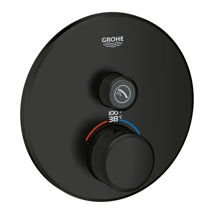 Thermostatic Valve Trim Grohtherm Smartcontrol 1 Function 2 Knob Matte Black 7.7 Gallons per Minute - Frankwebs