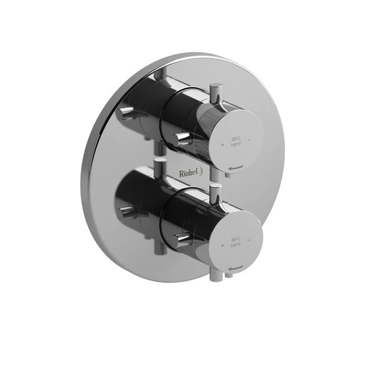 Thermostatic Valve Pallace Pressure Balance System Round 4-Way 2 Cross Chrome 7-1/8W x 7-1/8H Inch - Frankwebs