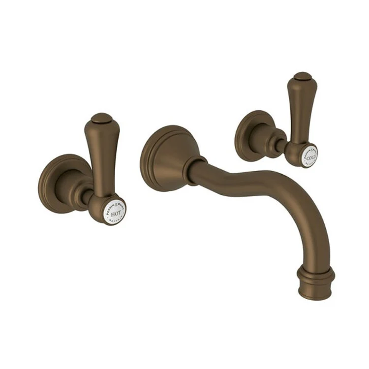 Lavatory Faucet Georgian Era Wall Mount 2 Porcelain Cap Lever Satin Nickel 1.2 Gallons per Minute - Frankwebs