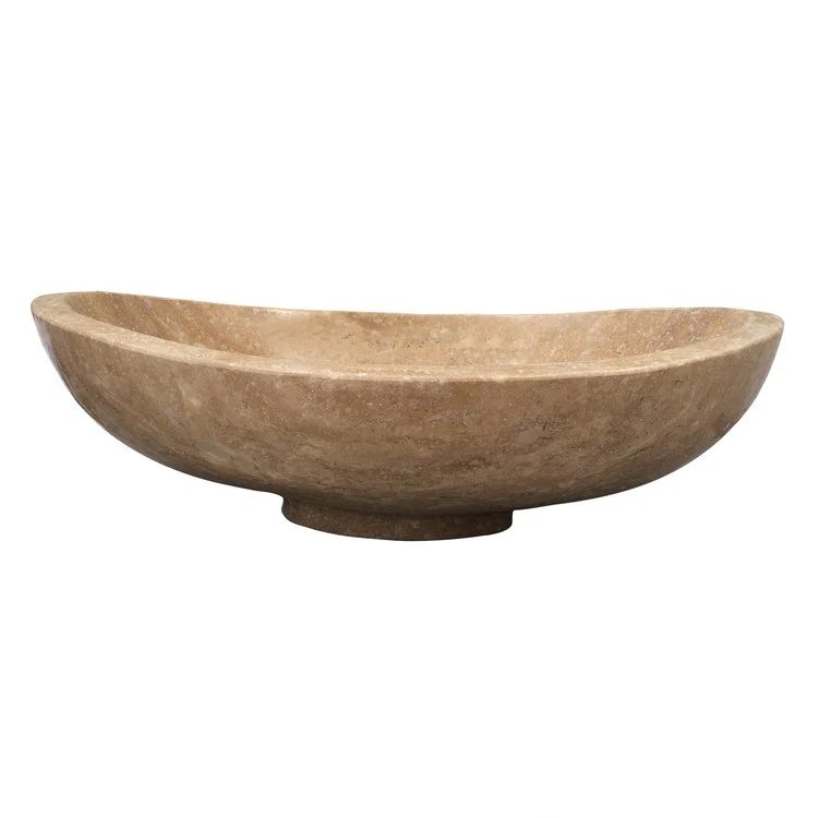 Vessel Loomis Curved/Oval Travertine 19-1/2 Inch Beige Granite - Frankwebs