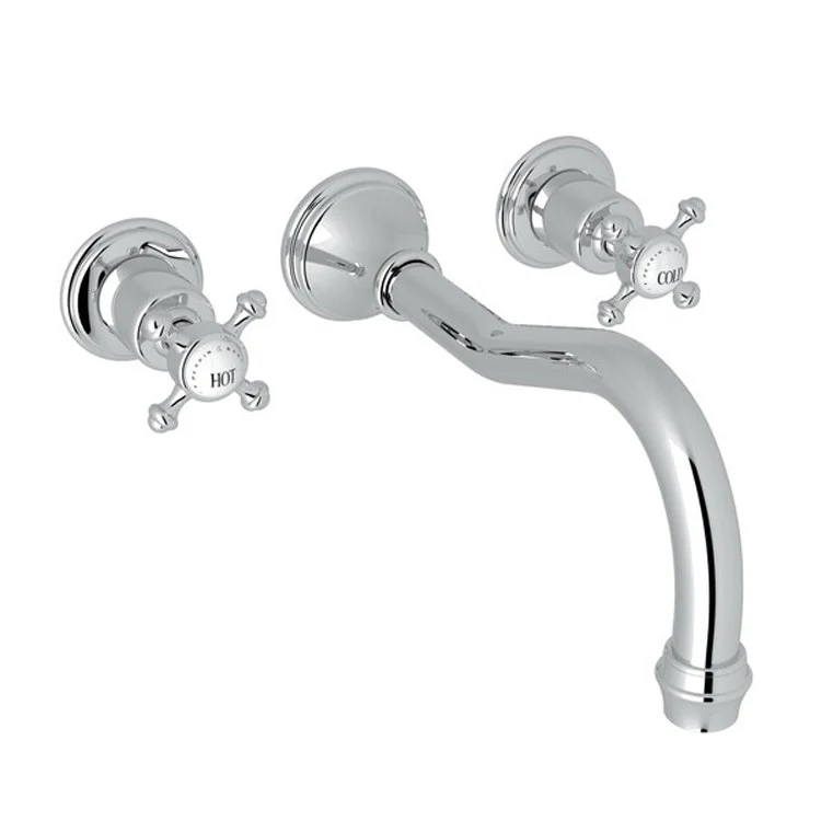 Tub Filler Georgian Era Wall Mount 2 Cross Column Spout Polished Chrome - Frankwebs