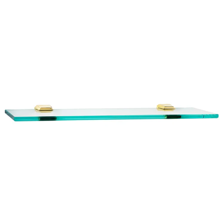 Shelf Geometric Bath with Brackets Polished Brass 18 Inch Brass/Glass - Frankwebs