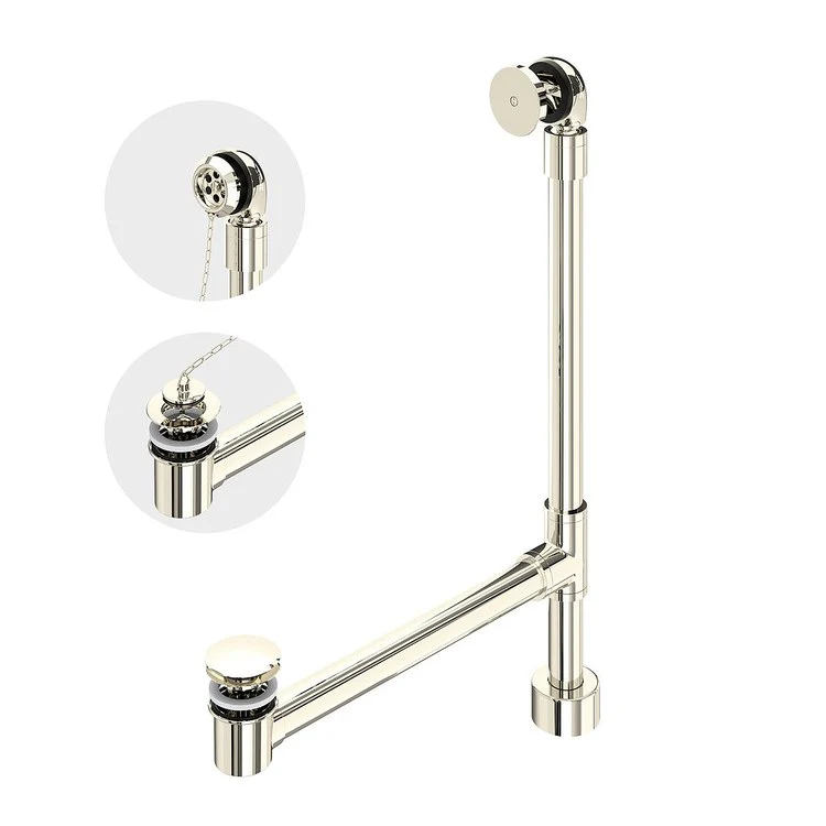 Drain Kit Freestanding Bathtub Polished Nickel 33.25 Inch Brass for Freestanding Bathtub Above Floor Installation Includes Above Floor Shoe Tube - Frankwebs