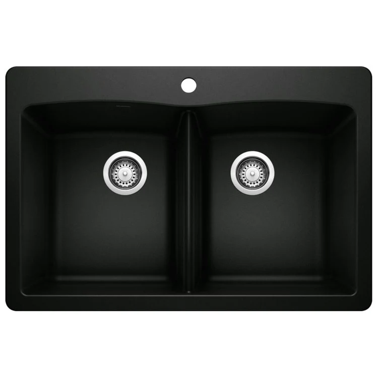 Kitchen Sink Diamond 33 x 22 Inch Double Bowl Equal Double 1 Hole Coal Black Drop-In/Undermount - Frankwebs