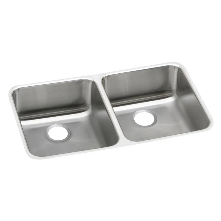 Kitchen Sink Lustertone Classic 30.75 x 18.5 Inch Double Bowl Equal ADA Lustertone Undermount Rectangle Drain Location Rear Center Depth 4-3/8 Inch Bottom Only Pads - Frankwebs