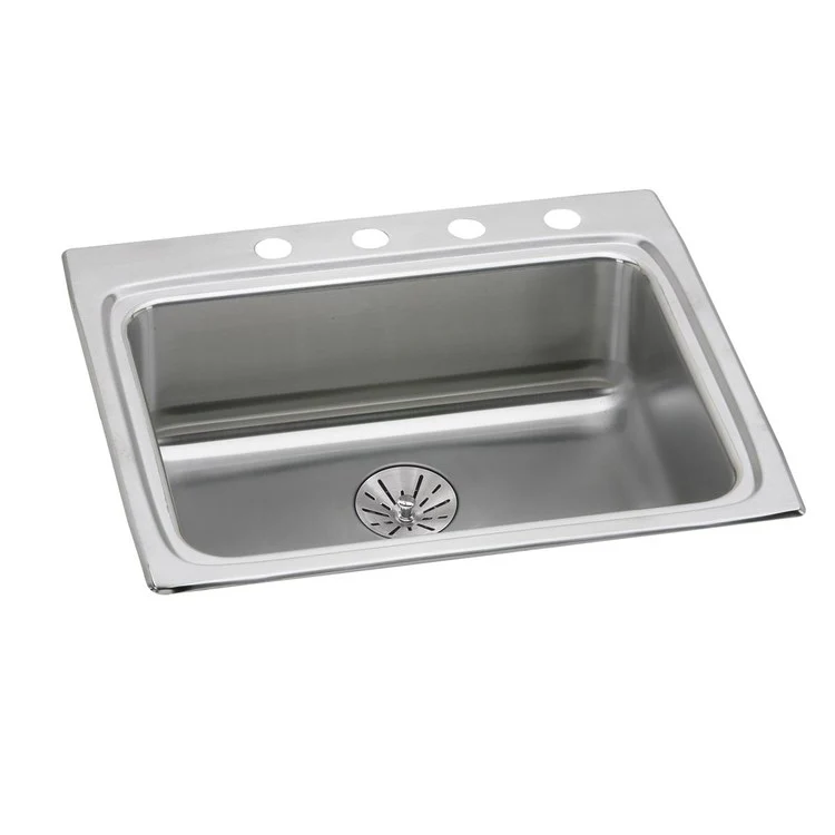Kitchen Sink Lustertone Classic 25 x 22 Inch Single Bowl with Perfect Drain 2 Hole ADA Lustertone Top Mount Rectangle Drain Location Rear Center Depth 6-1/2 Inch Full Spray Sides and Bottom - Frankwebs