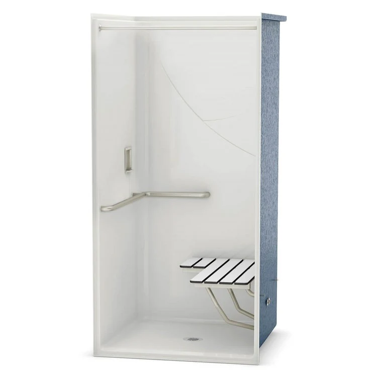 Shower Module 38-3/4 x 39 x 78-3/4 Inch AcrylX White ADA 1 Pieces Alcove Right Drain - Frankwebs