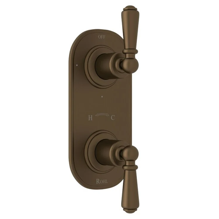 Thermostatic Trim Edwardian 1/2 Inch with Diverter Round Edge 2 Lever Satin Nickel Brass - Frankwebs