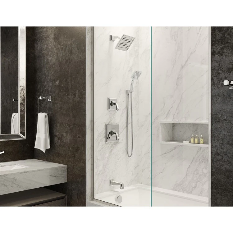 Tub and Shower Trim Oxford with Handshower Separate Diverter 2 Lever Polished Chrome 1.5 Gallons per Minute - Frankwebs