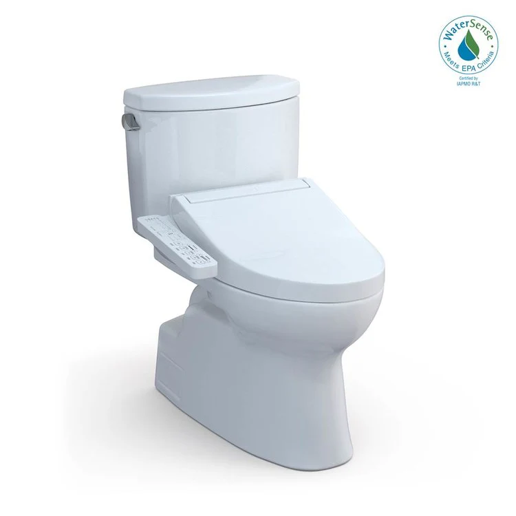 Toilet Vespin II 2 Pieces Universal Height Cotton Elongated ADA 30 Inch 1.28GPF 12 Inch Rough-In Tornado Left Hand Washlet+C2 - Frankwebs