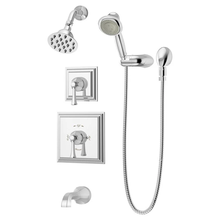 Tub and Shower Trim Canterbury with Square Handshower Separate Diverter 2 Lever Polished Chrome 1.5 Gallons per Minute - Frankwebs