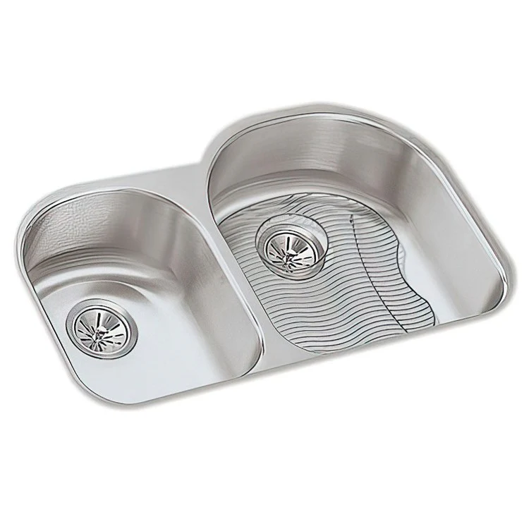 Kitchen Sink Harmony 31 x 20 Inch Double Bowl Offset 40/60 Kit Lustrous Highlighted Satin Undermount 7-1/2 Inch - Frankwebs