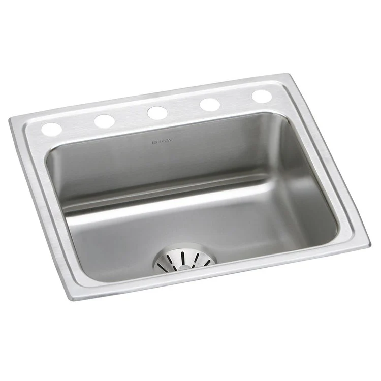 Kitchen Sink Lustertone Classic 22 x 19.5 Inch Single Bowl with Perfect Drain 5 Hole Lustrous Satin Drop-In - Frankwebs