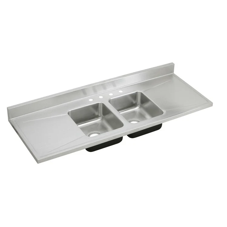 Kitchen Sink Lustertone Classic 66 x 25 Inch Double Bowl Equal Lustrous Satin Sink Top - Frankwebs