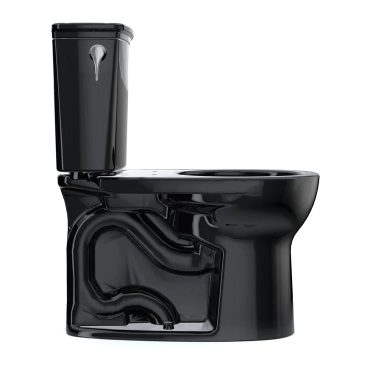 Toilet Drake 2 Pieces Transitional Universal Height Ebony Round Front ADA 30-11/16 Inch 1.28 Gallons per Flush Left Hand Chrome Less Seat - Frankwebs