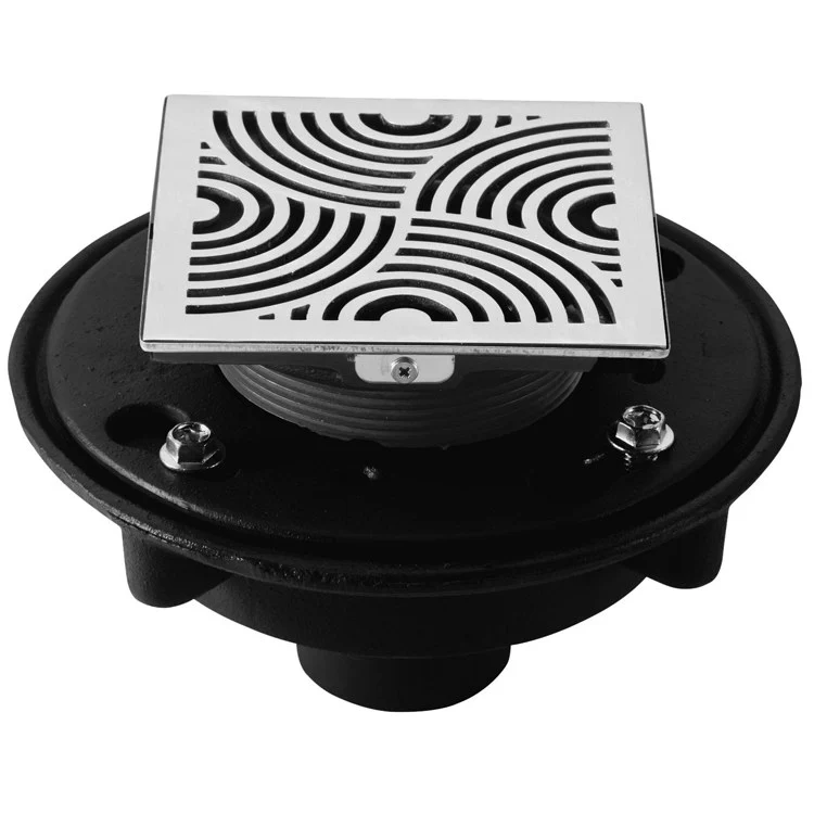 Shower Drain StyleDrain Decoswirl with 2 Inch No Hub 5-1/4 x 5-1/4 Inch Polished Nickel Brass 8-7/16 Inch - Frankwebs